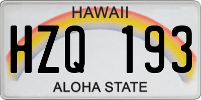 HI license plate HZQ193