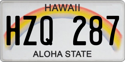 HI license plate HZQ287