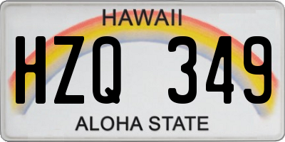 HI license plate HZQ349