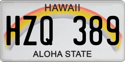 HI license plate HZQ389