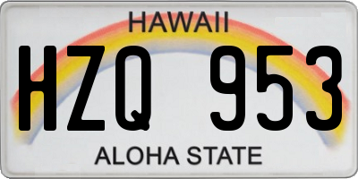 HI license plate HZQ953