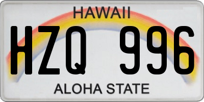 HI license plate HZQ996