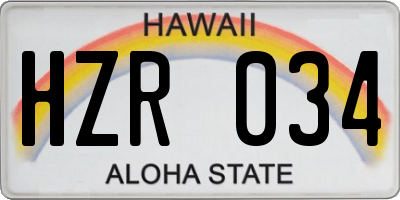 HI license plate HZR034