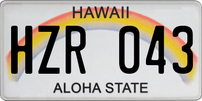 HI license plate HZR043