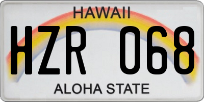 HI license plate HZR068
