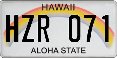 HI license plate HZR071