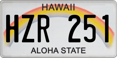 HI license plate HZR251