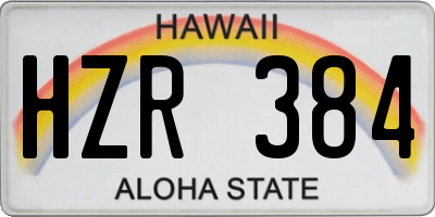 HI license plate HZR384