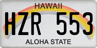 HI license plate HZR553