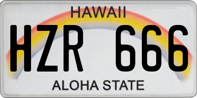HI license plate HZR666