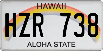 HI license plate HZR738