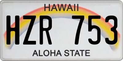 HI license plate HZR753