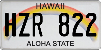 HI license plate HZR822