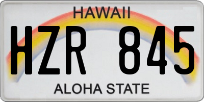 HI license plate HZR845