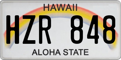 HI license plate HZR848