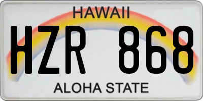 HI license plate HZR868