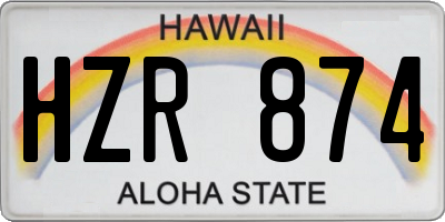 HI license plate HZR874