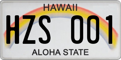HI license plate HZS001