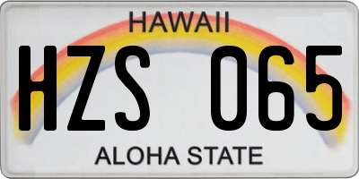 HI license plate HZS065