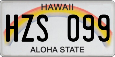 HI license plate HZS099