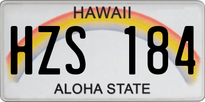 HI license plate HZS184
