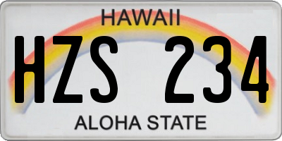 HI license plate HZS234
