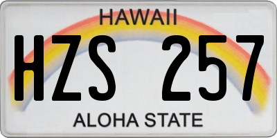 HI license plate HZS257