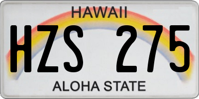 HI license plate HZS275