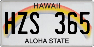 HI license plate HZS365