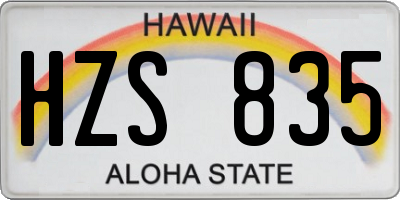 HI license plate HZS835