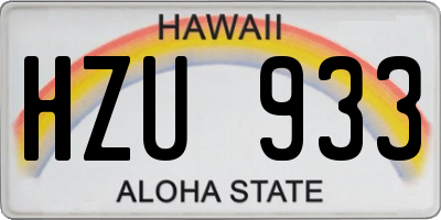 HI license plate HZU933