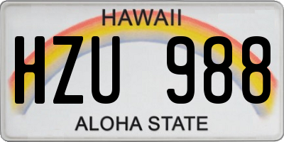 HI license plate HZU988