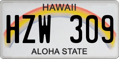 HI license plate HZW309