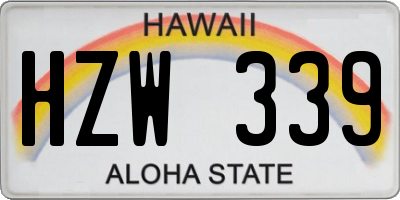 HI license plate HZW339