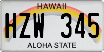 HI license plate HZW345