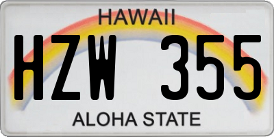 HI license plate HZW355