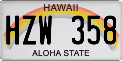 HI license plate HZW358
