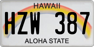 HI license plate HZW387