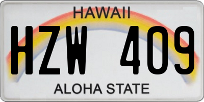 HI license plate HZW409