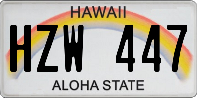 HI license plate HZW447