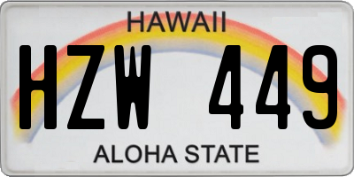 HI license plate HZW449