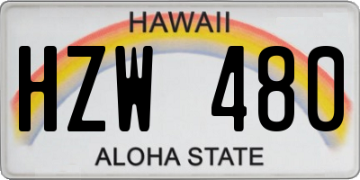 HI license plate HZW480