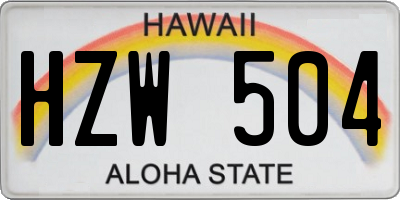 HI license plate HZW504