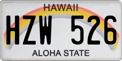 HI license plate HZW526