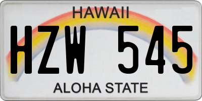 HI license plate HZW545