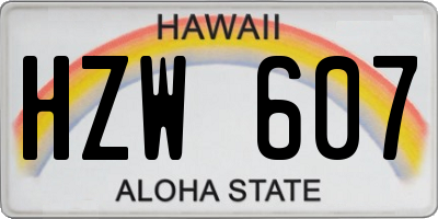 HI license plate HZW607