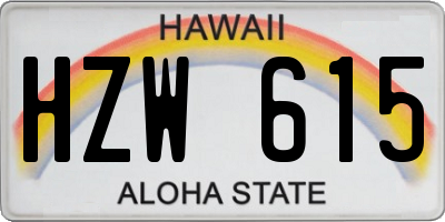 HI license plate HZW615