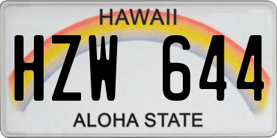 HI license plate HZW644
