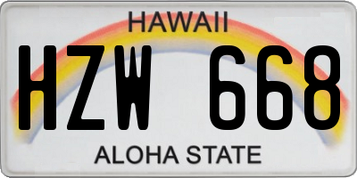 HI license plate HZW668