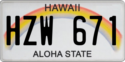 HI license plate HZW671